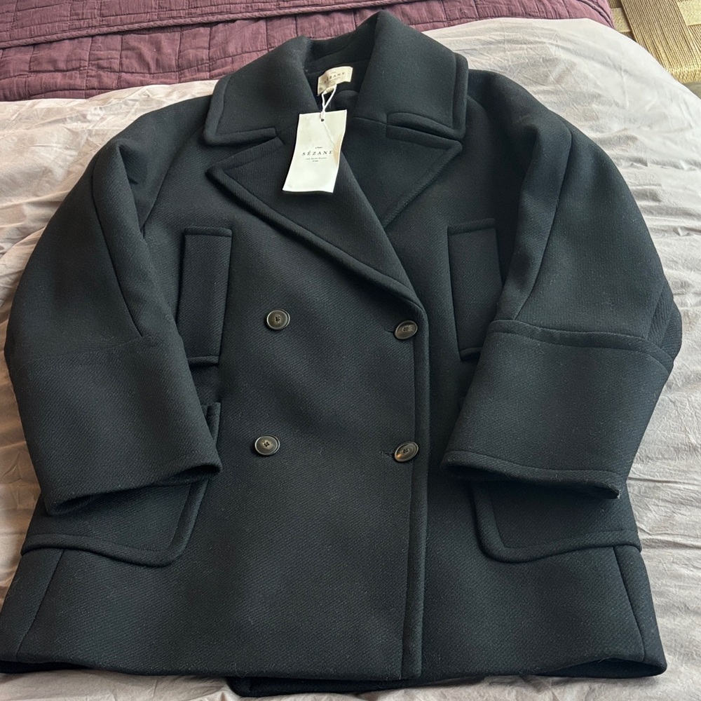 SOLD NWT Sézane Sacha Coat in Black Size 38/6 - Picture 4 of 7